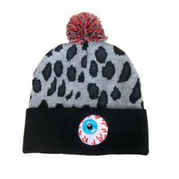 Leopard Jacquard Beanie Hats/Caps Custom Fold up with Top Ball/Pompom